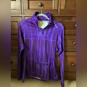 Ladies Under Armour fitted 3/4 zip purple athletic top